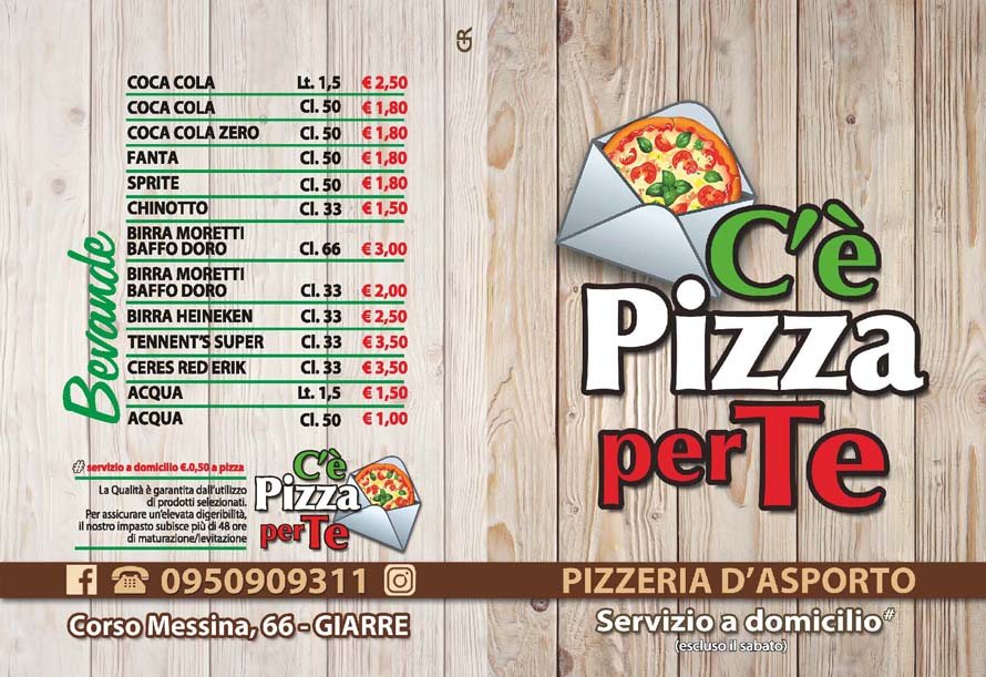 C'é pizza per te Menu 2