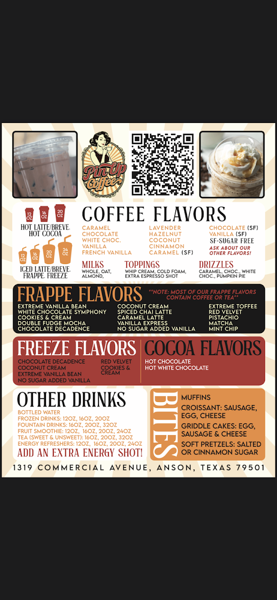 Pin Up Coffee Menu 1