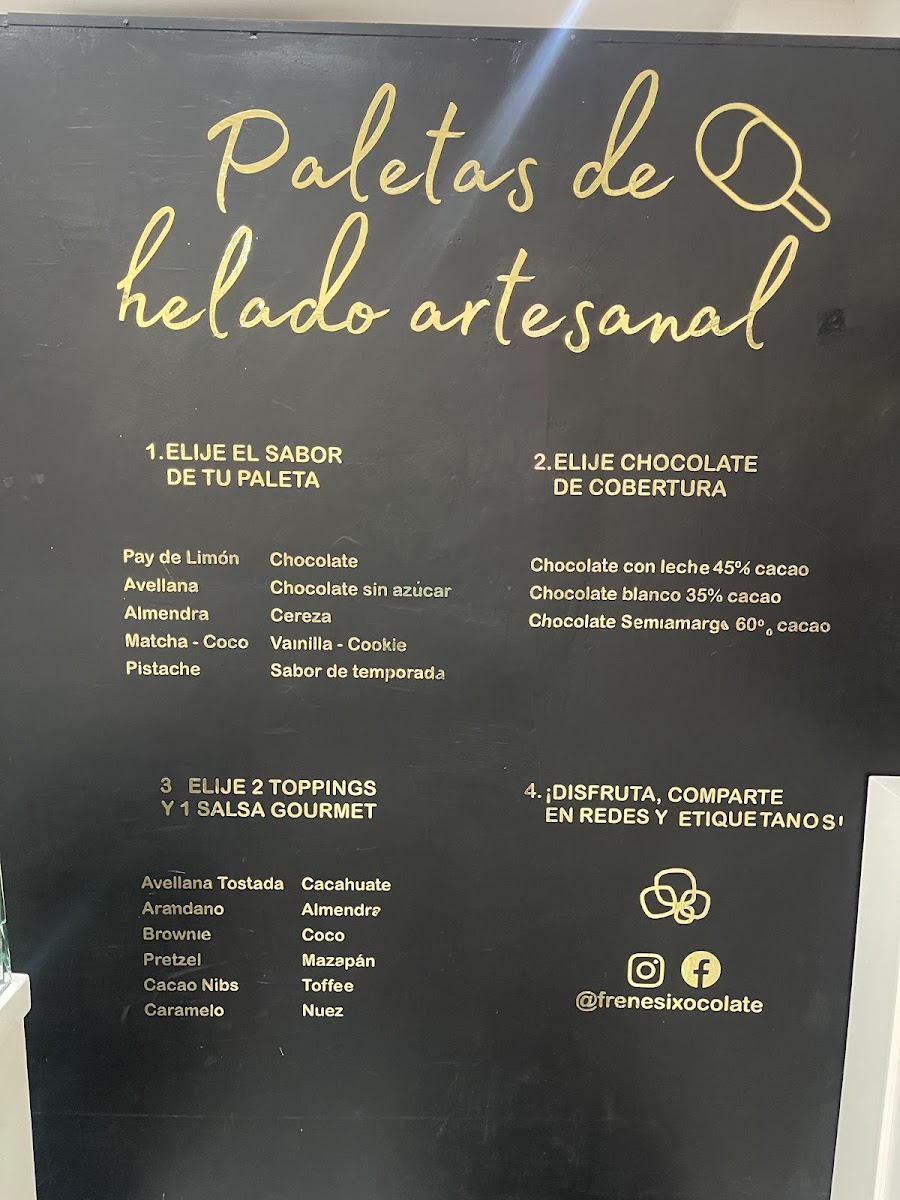 Frenesí Arte en Xocolate Menu 1