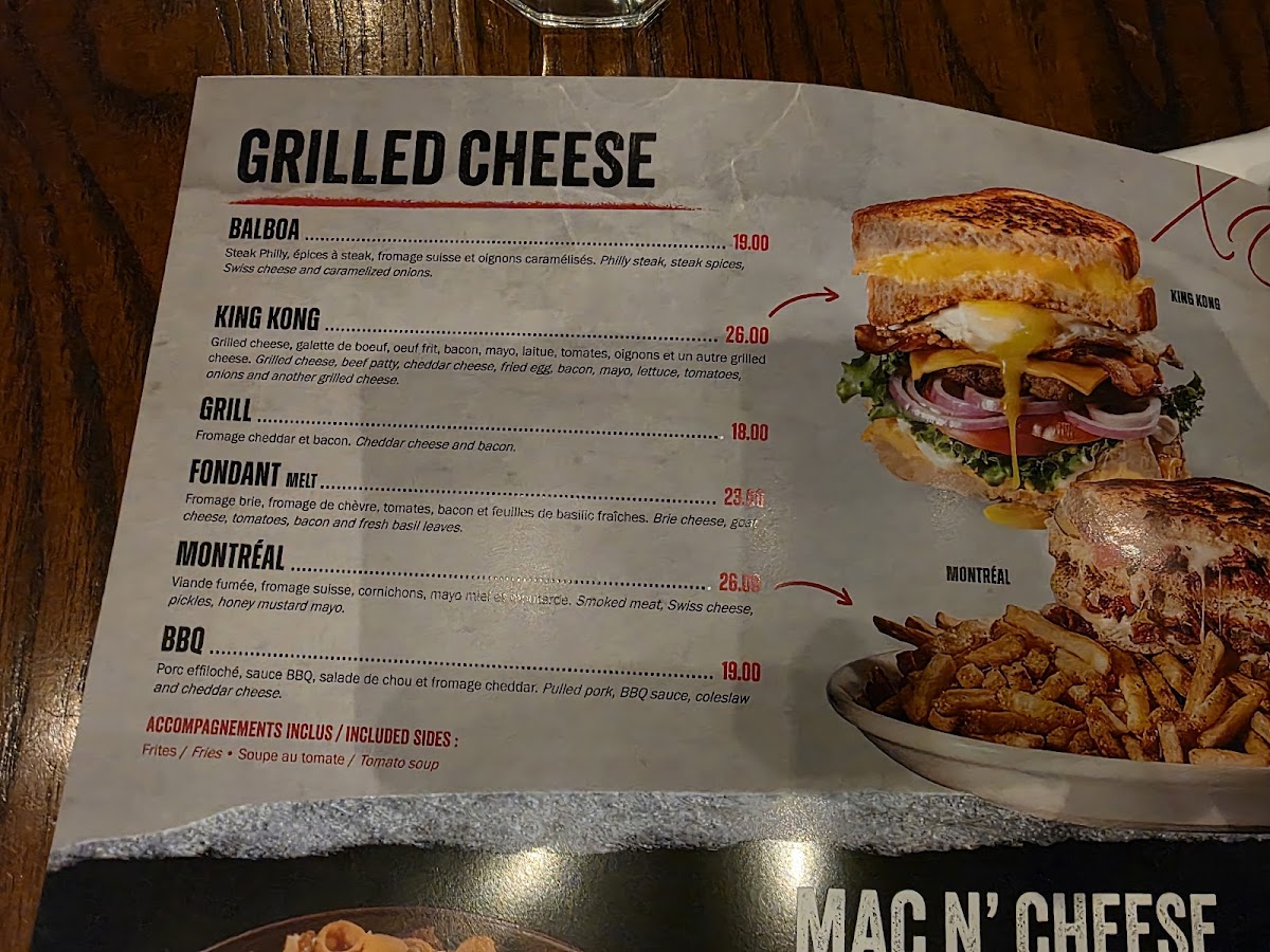 La Belle & La Boeuf - Burger Bar - Saint-Jean-sur-Richelieu Menu 1