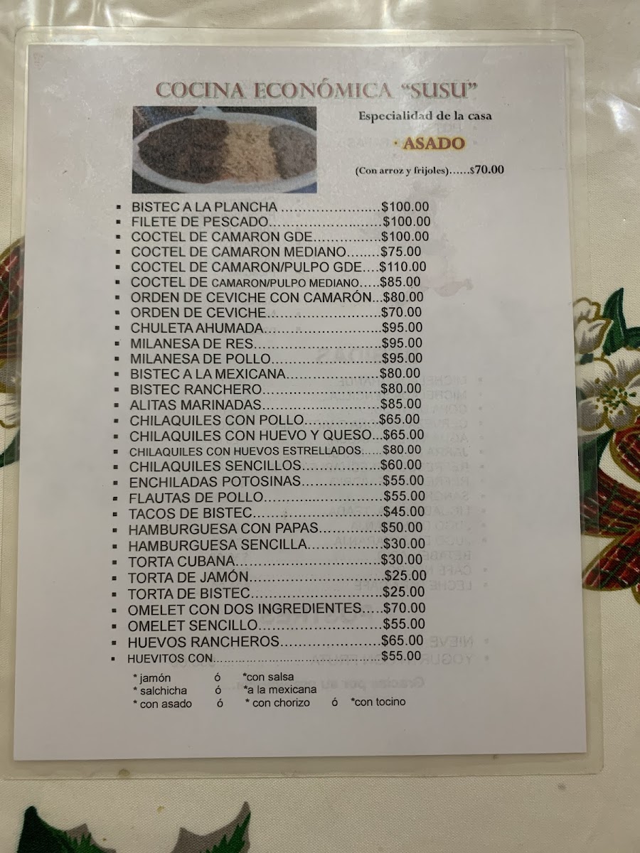 Restaurante SUSU Menu 1