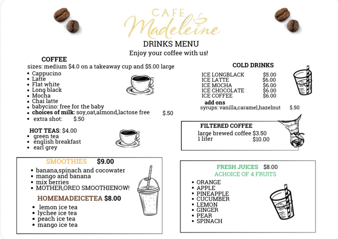 Cafe Madeleine Menu 2