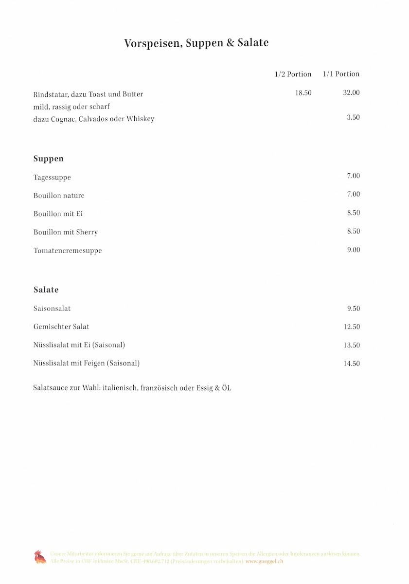 Restaurant Zum Güggel Menu 2