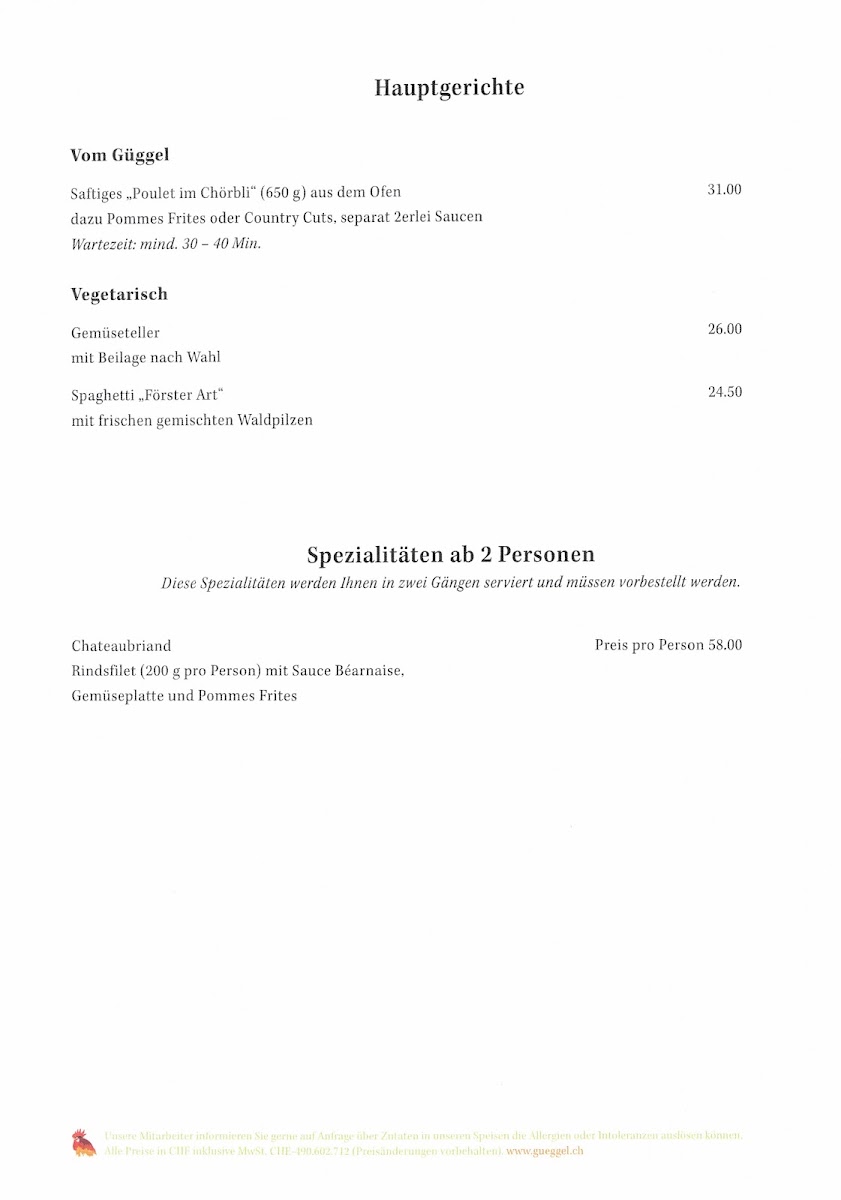 Restaurant Zum Güggel Menu 4