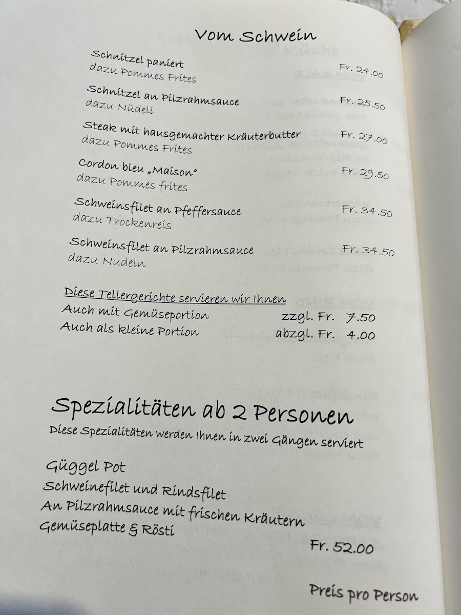 Restaurant Zum Güggel Menu 5