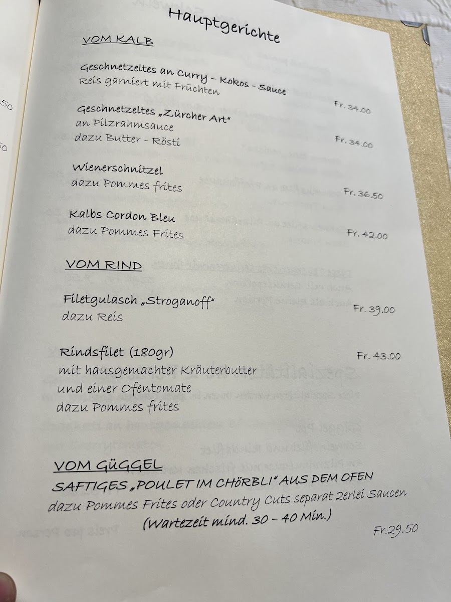 Restaurant Zum Güggel Menu 6
