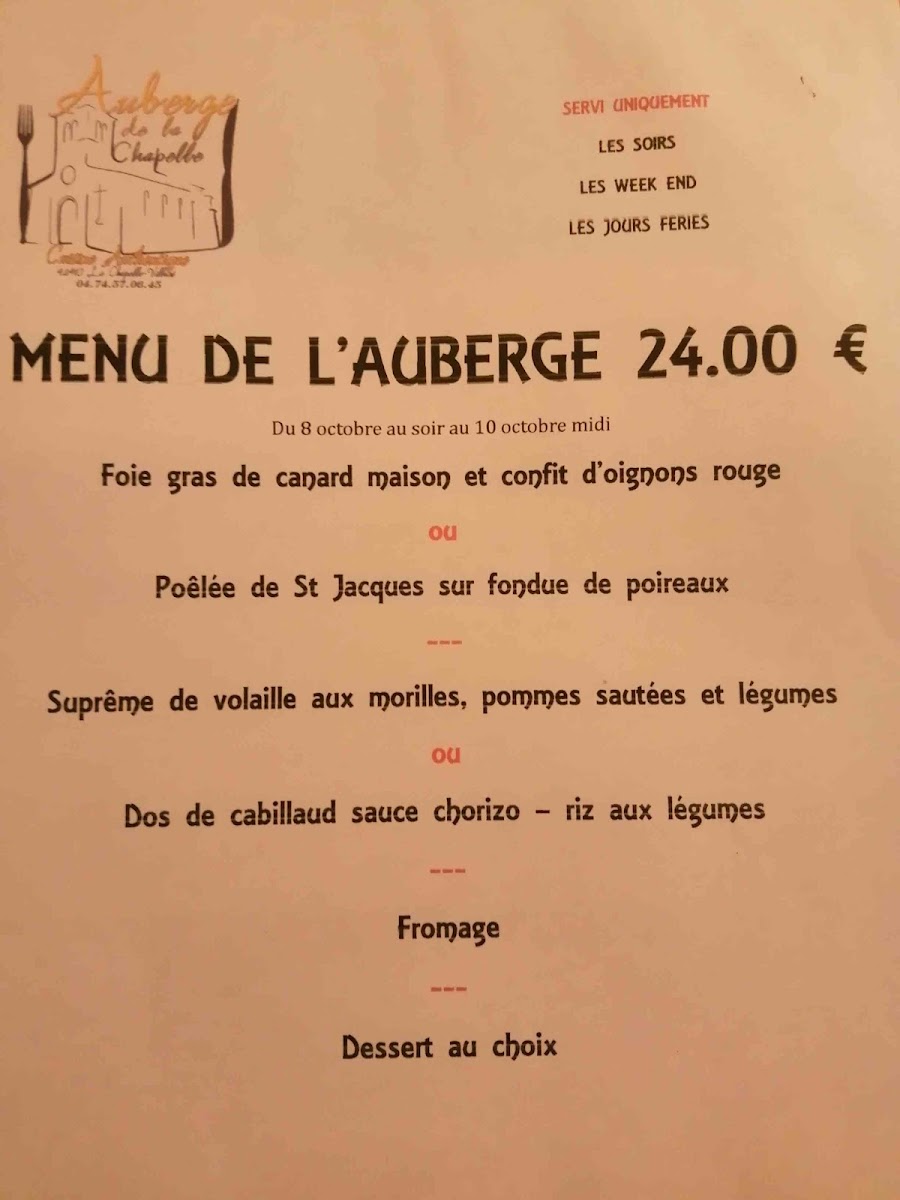 Auberge de la Chapelle Menu 5