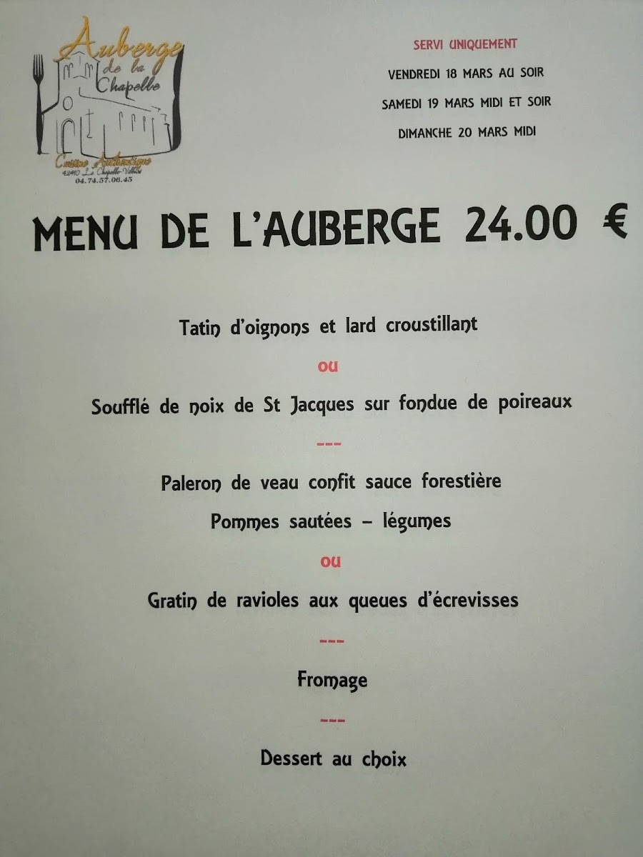 Auberge de la Chapelle Menu 9