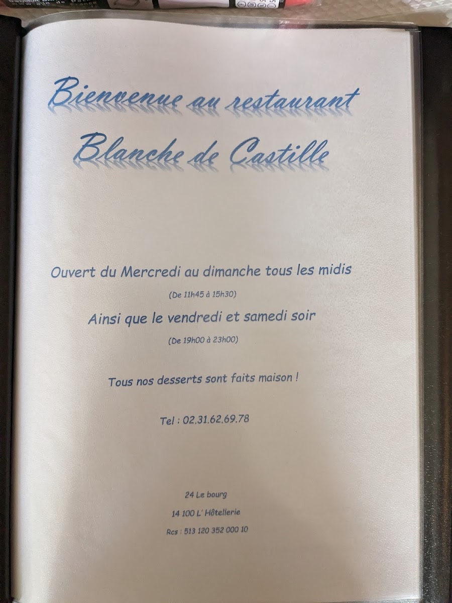 Blanche de Castille Menu 9