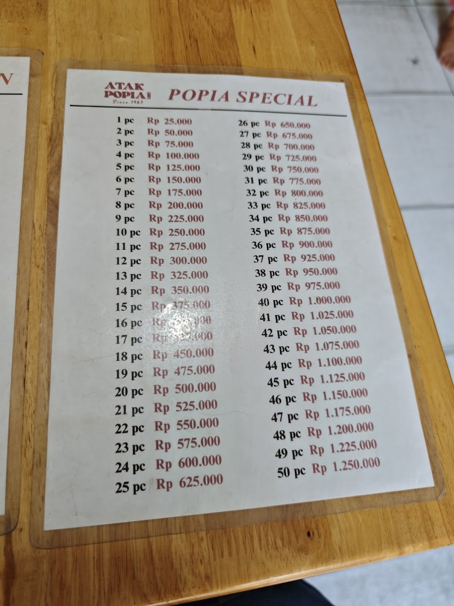 Atak Pok Pia Menu 9