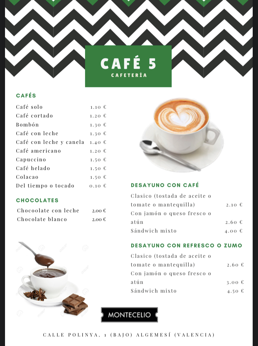 Café 5 Menu 1