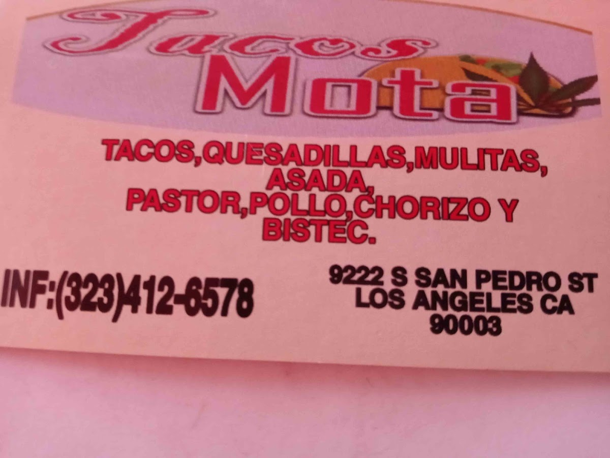 Tacos mota Menu 3