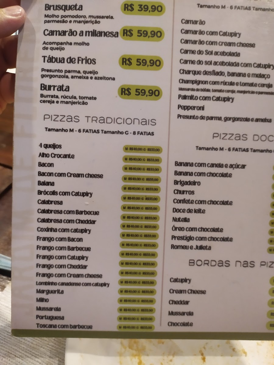 Quero Pizza Menu 1
