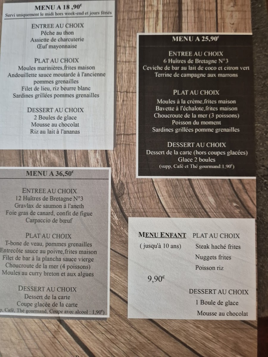 La Cale Menu 1