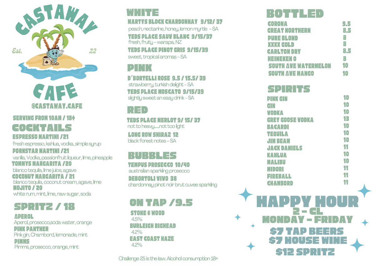 Castaway Coffee Bar Menu 3