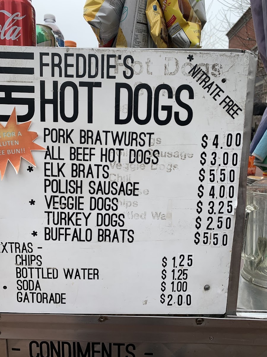 Freddie's Hot Dog Stand Menu 1