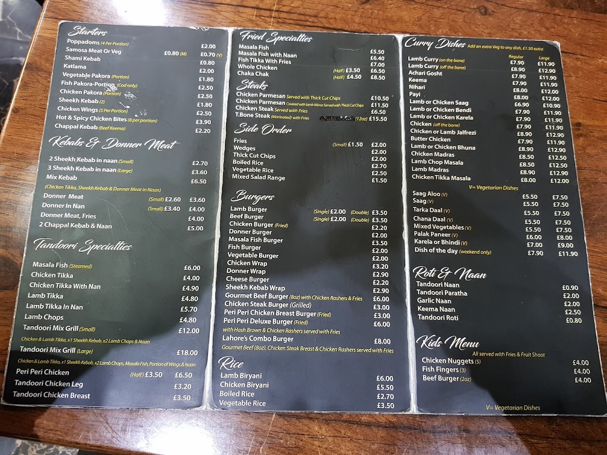 Lahore Village Restaurant Menu 2