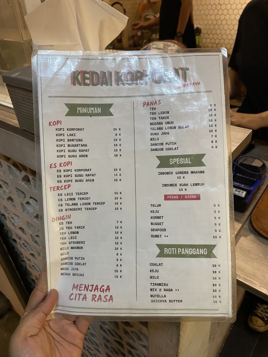 Kedai Korporat jl. Opak Darmo SBY Menu 6