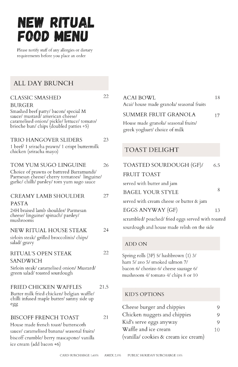 New Ritual Cafe Menu 2
