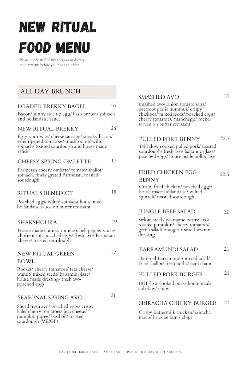 New Ritual Cafe Menu 3