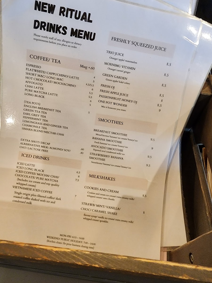 New Ritual Cafe Menu 4