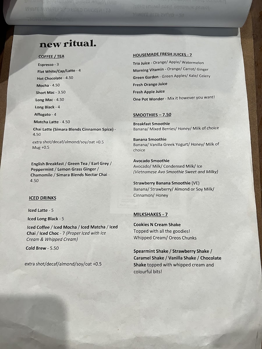 New Ritual Cafe Menu 5