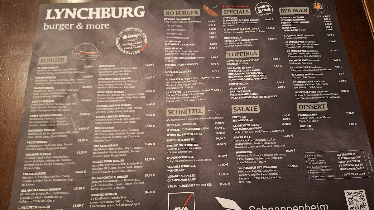 LYNCHBURG Menu 1