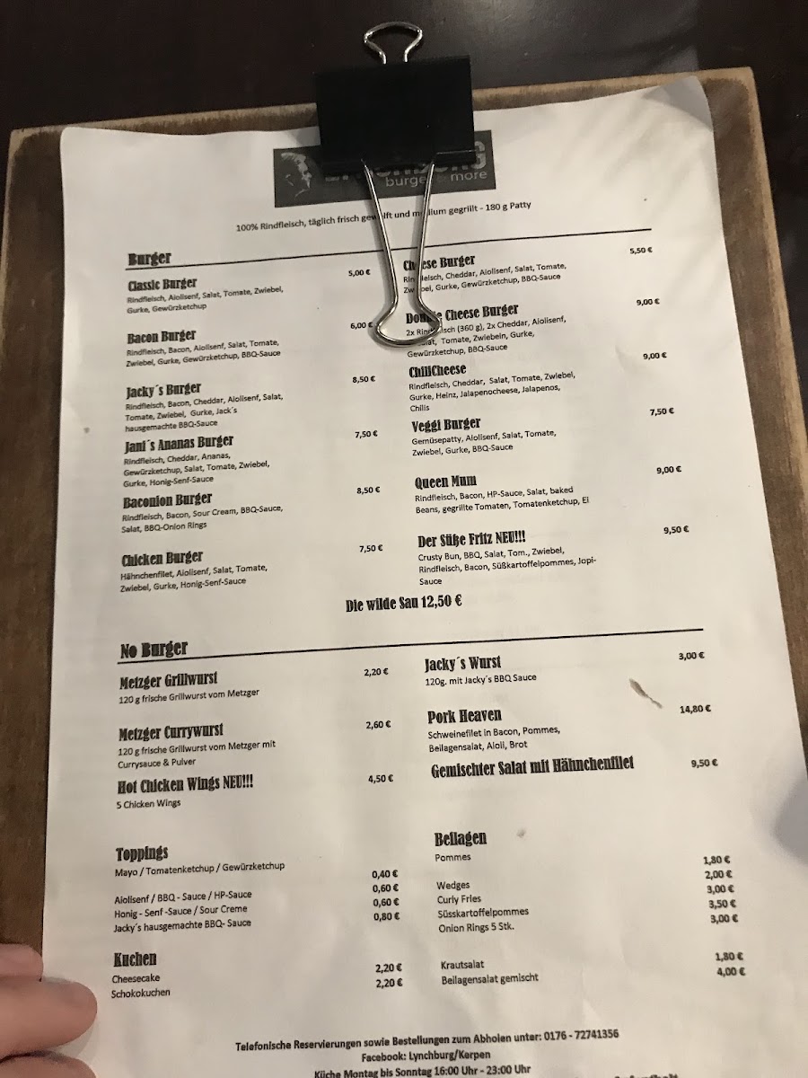 LYNCHBURG Menu 6