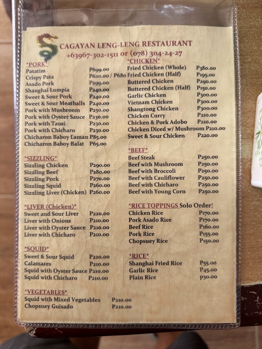 Leng Leng's Menu 1