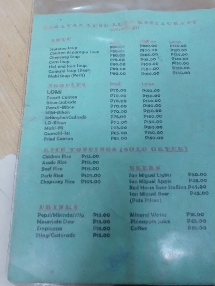 Leng Leng's Menu 6