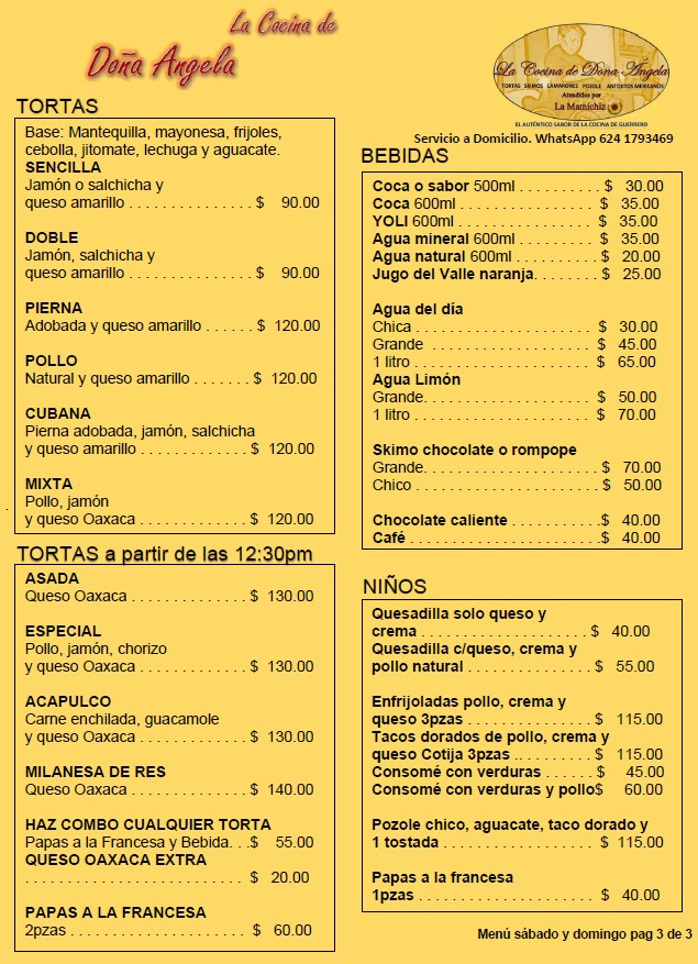 La Cocina de Doña Ángela Menu 1
