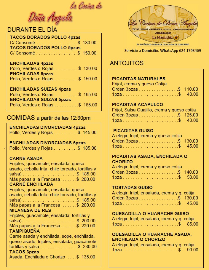 La Cocina de Doña Ángela Menu 3