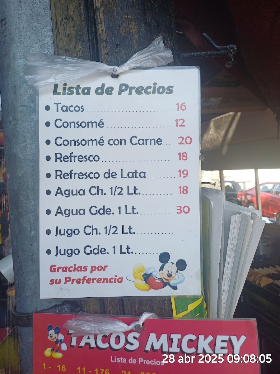 TACOS DE BARBACOA MICKEY Menu 1