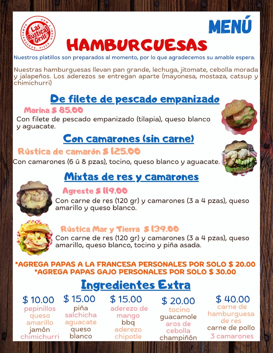 Hamburguesas, Pizza y Sushi Las Rusticas Grill Menu 10