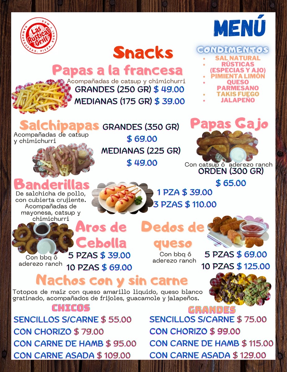 Hamburguesas, Pizza y Sushi Las Rusticas Grill Menu 4