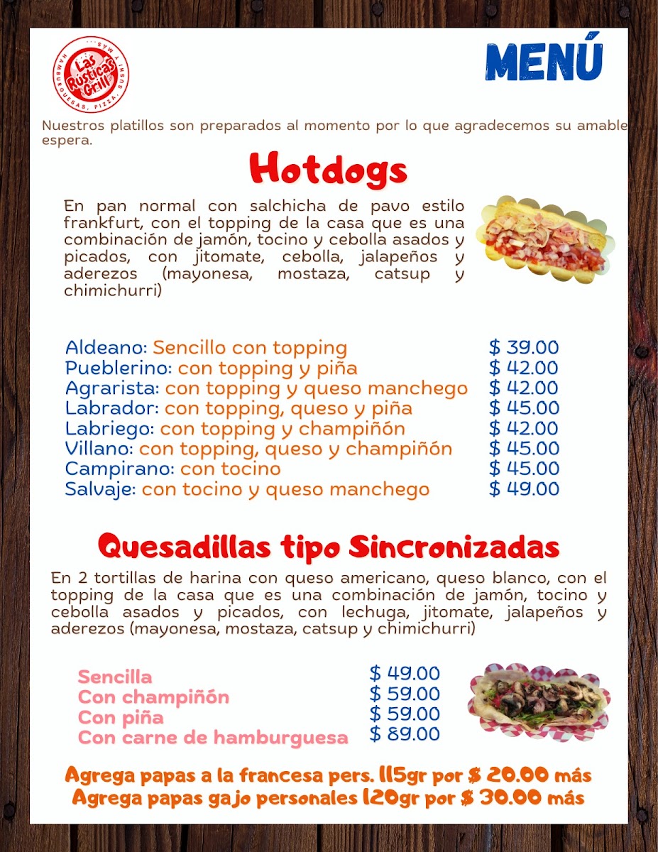 Hamburguesas, Pizza y Sushi Las Rusticas Grill Menu 6