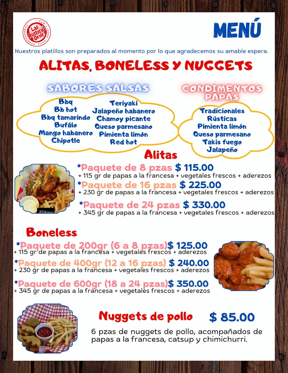 Hamburguesas, Pizza y Sushi Las Rusticas Grill Menu 8