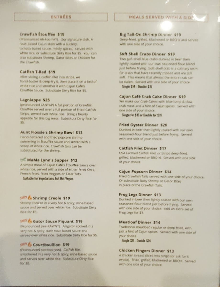 Cajun Cafe on the Bayou Menu 10