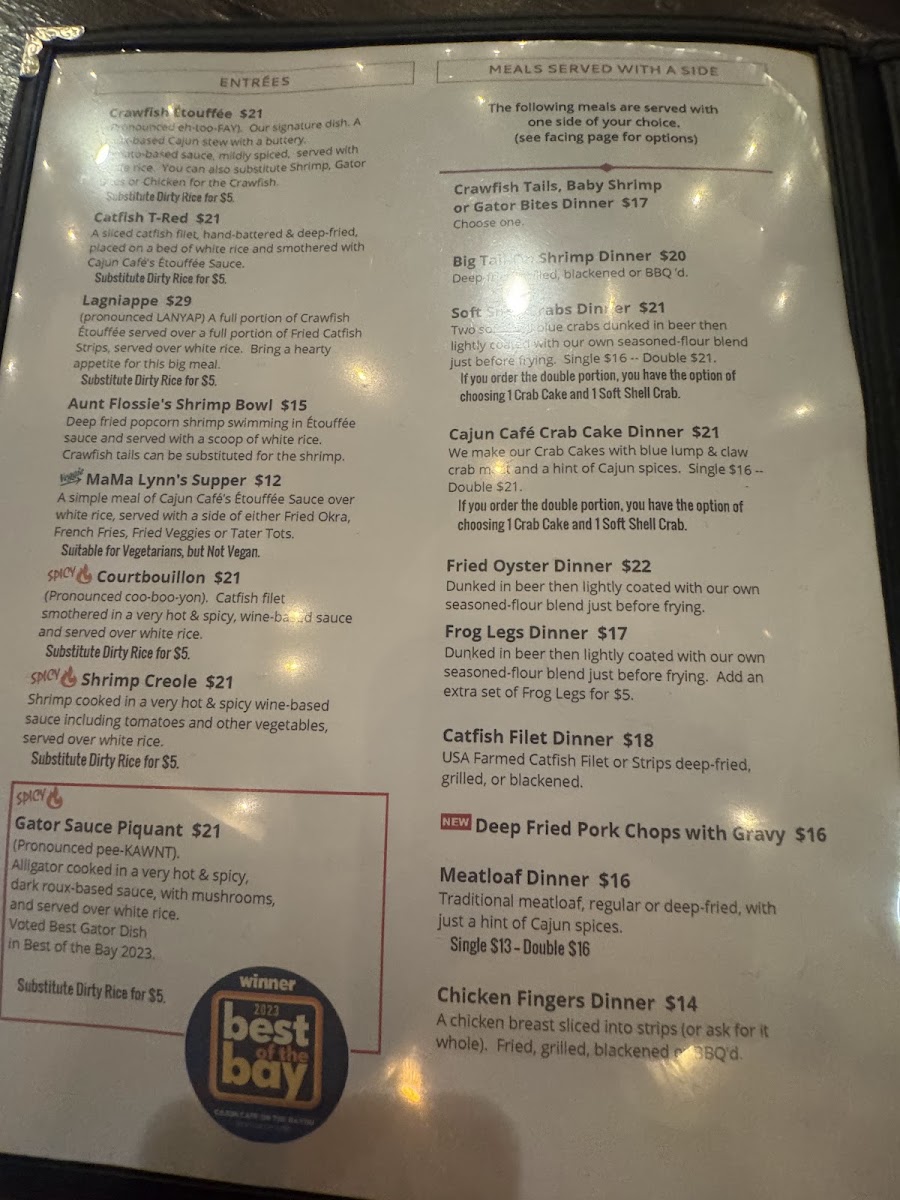 Cajun Cafe on the Bayou Menu 4