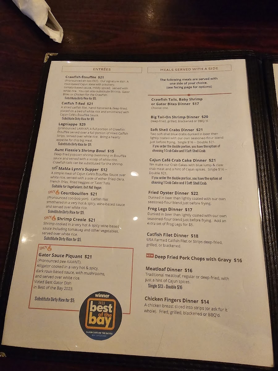 Cajun Cafe on the Bayou Menu 5