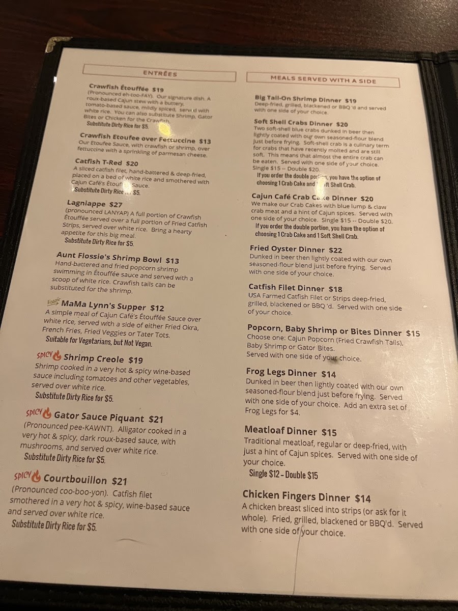 Cajun Cafe on the Bayou Menu 8