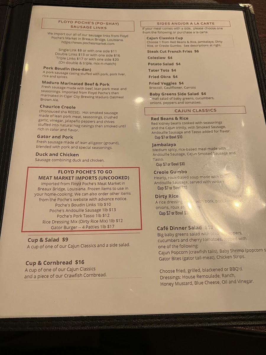 Cajun Cafe on the Bayou Menu 9