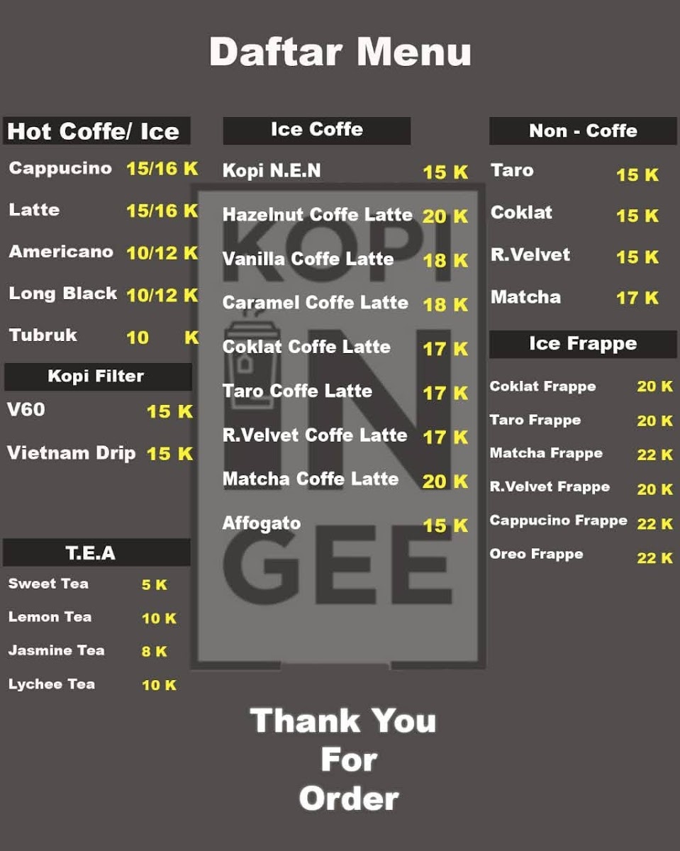 KOPIIN GEE Menu 1