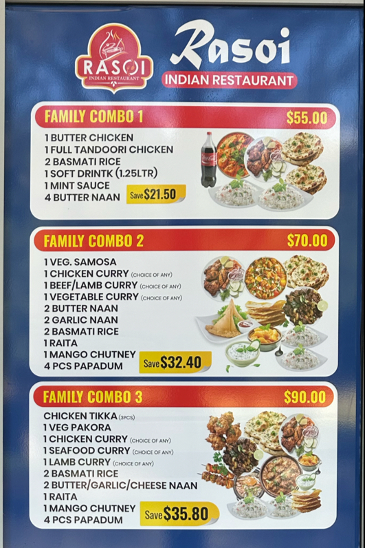Rasoi Indian Restaurant Menu 1