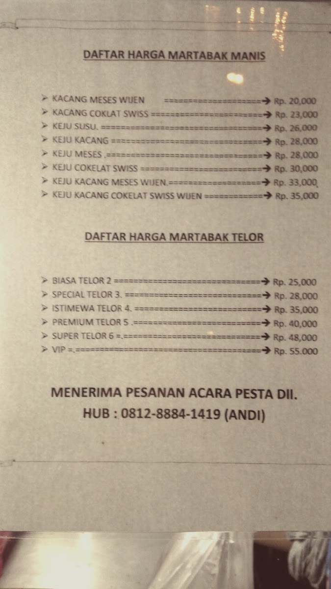 Martabak Andi Menu 1