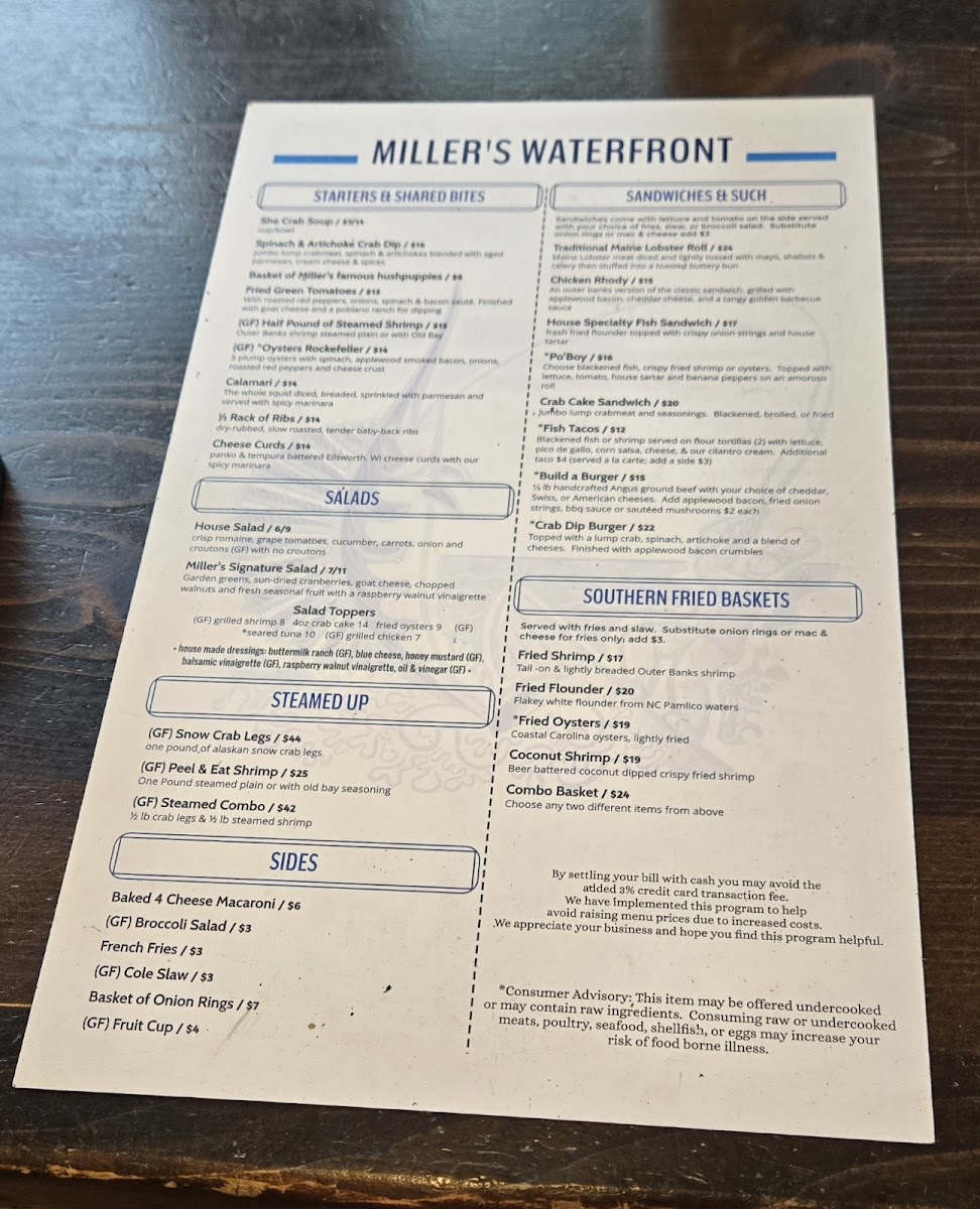 Miller's Waterfront Restaurant Menu 10