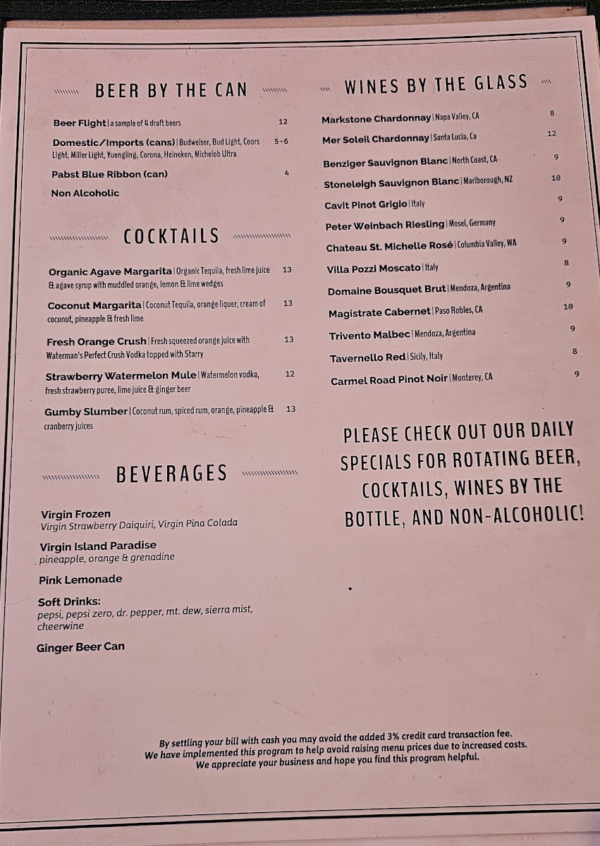 Miller's Waterfront Restaurant Menu 3