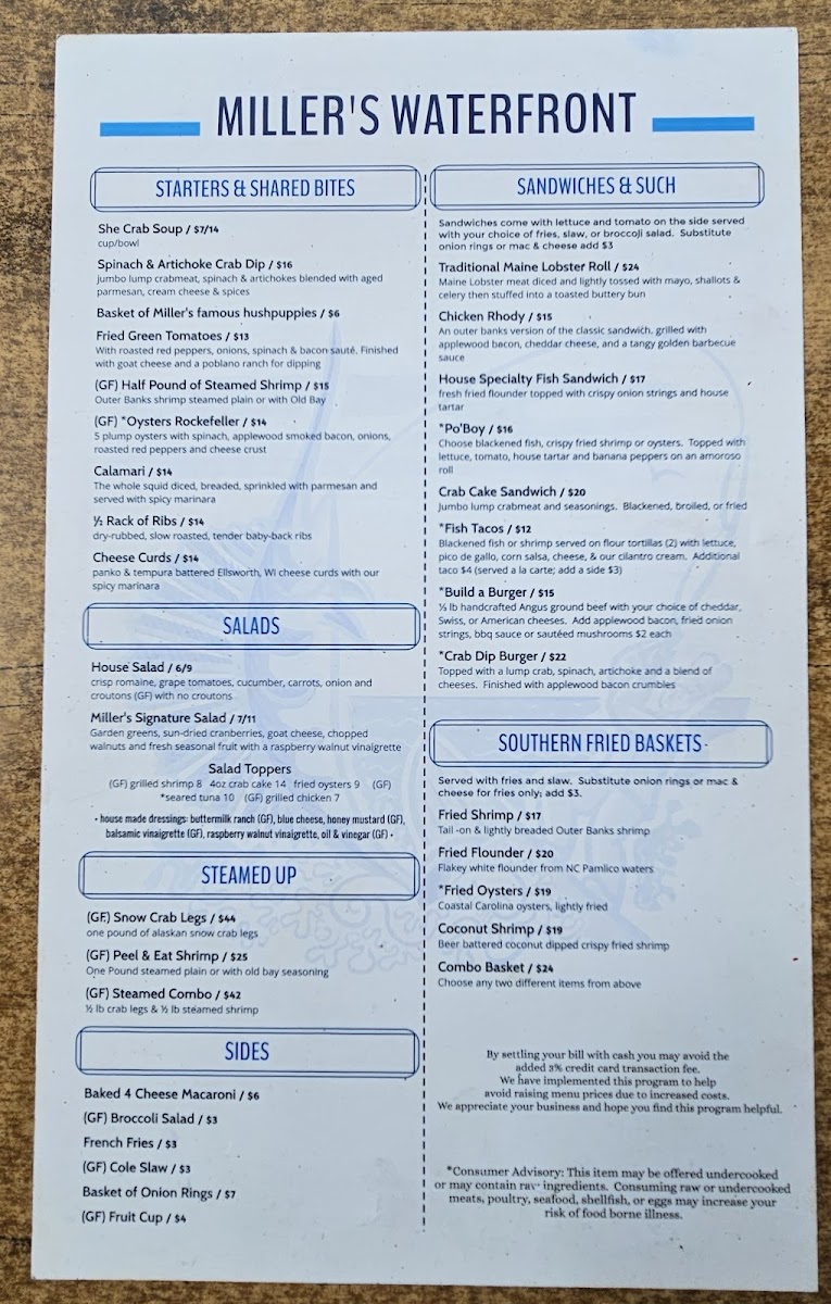 Miller's Waterfront Restaurant Menu 4