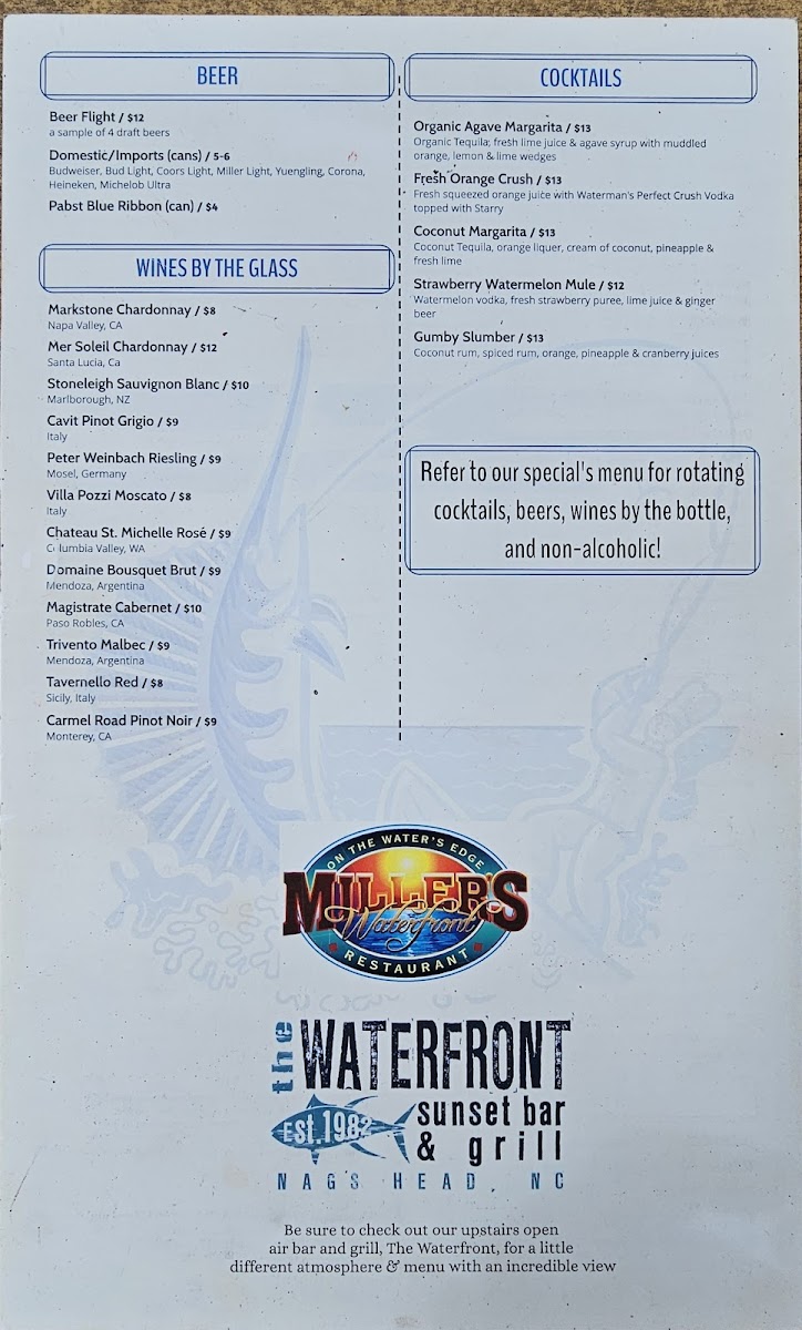 Miller's Waterfront Restaurant Menu 5