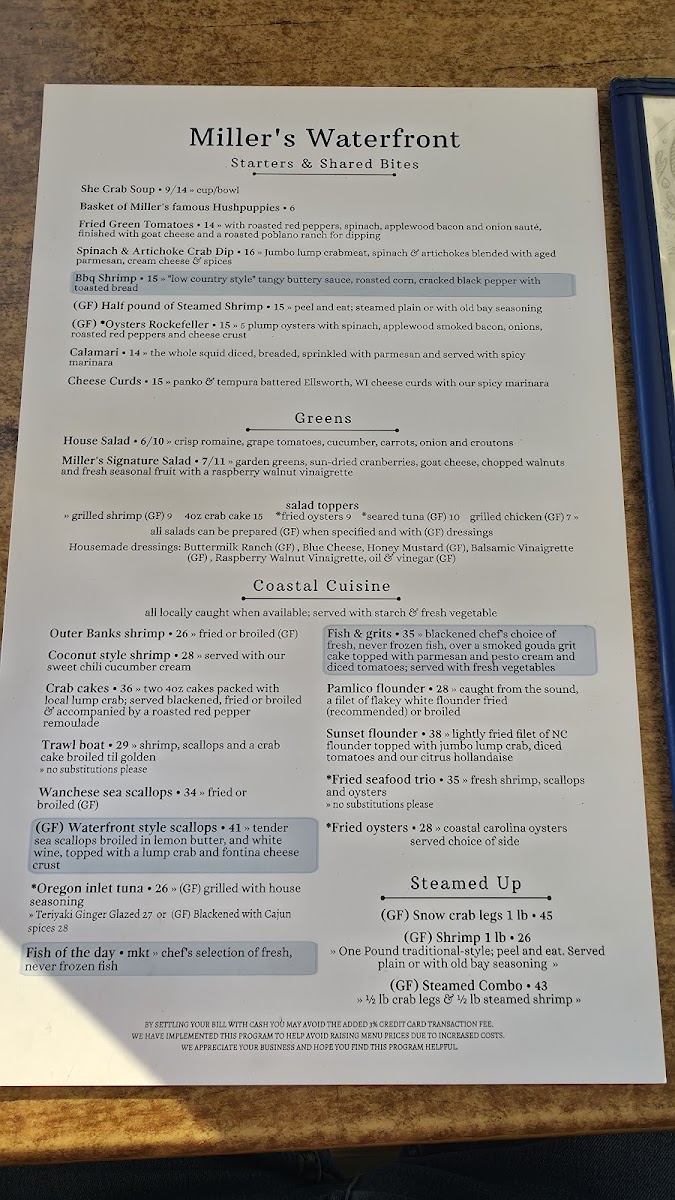 Miller's Waterfront Restaurant Menu 6